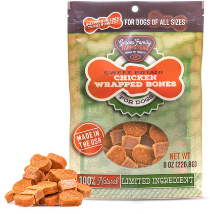 Sweet Potato Bones Peanut Butter & Chicken Flavor - Made in the USA 8oz