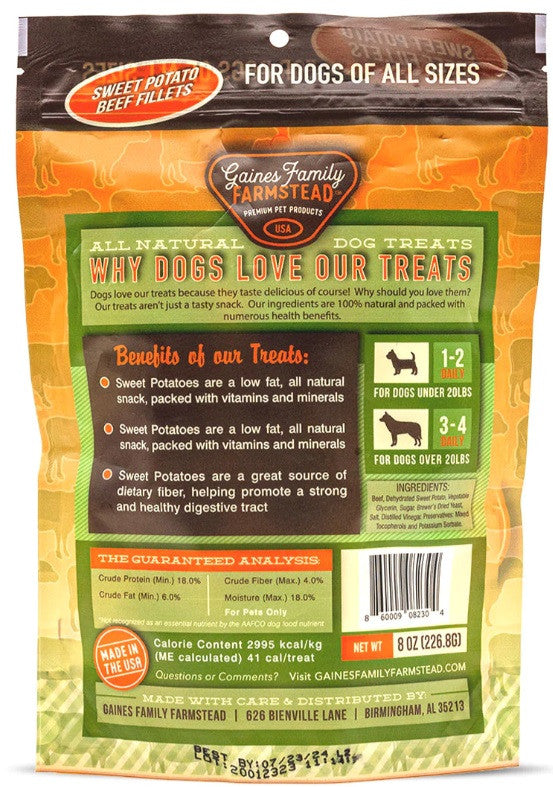 Sweet Potato & Beef Fillets - Made in the USA - 8oz